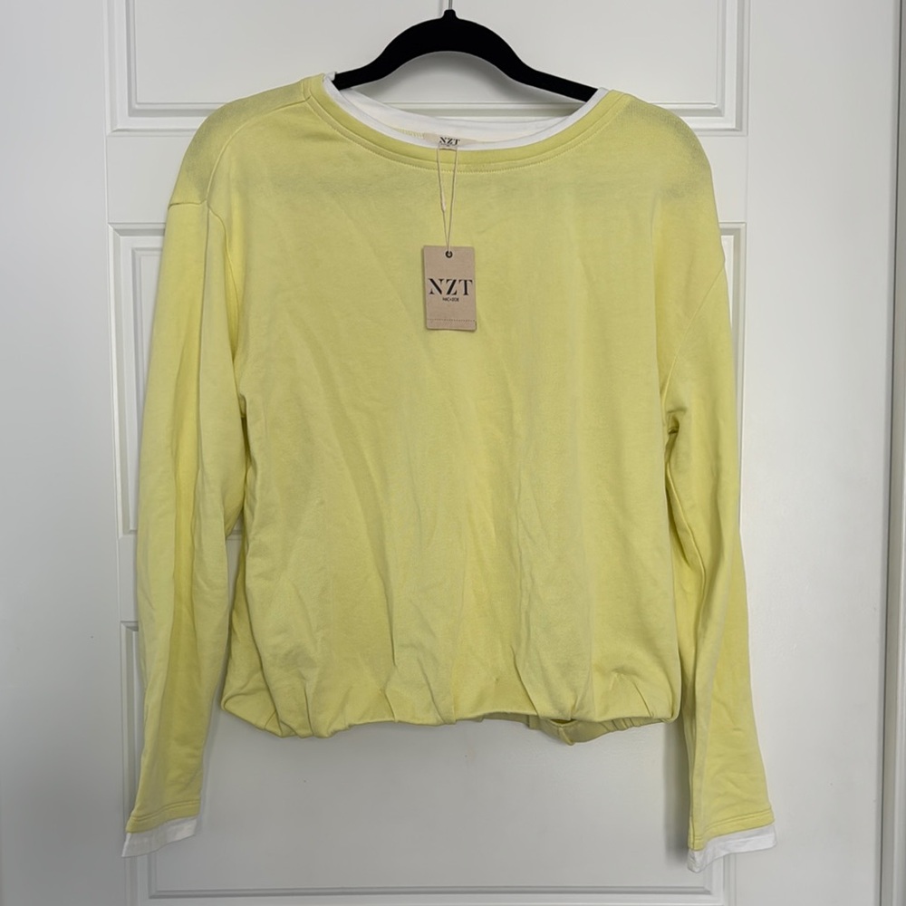 NIC+ZOE NZT Yellow lightweight Sweatshirt NWT size M *NEW*